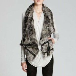 HELMUT LANG FLUX RABBIT FUR AND LEATHER VEST SIZE L